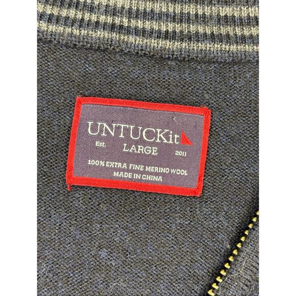 UNTUCKit navy merino wool 1/4 zip sweater - L - Picture 4 of 8